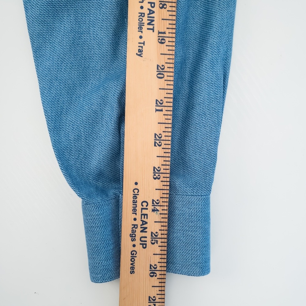 Ermenegildo Zegna Button Down Mens Shirt XL Blue Textured Long Sleeve All Cotton - Picture 14 of 15